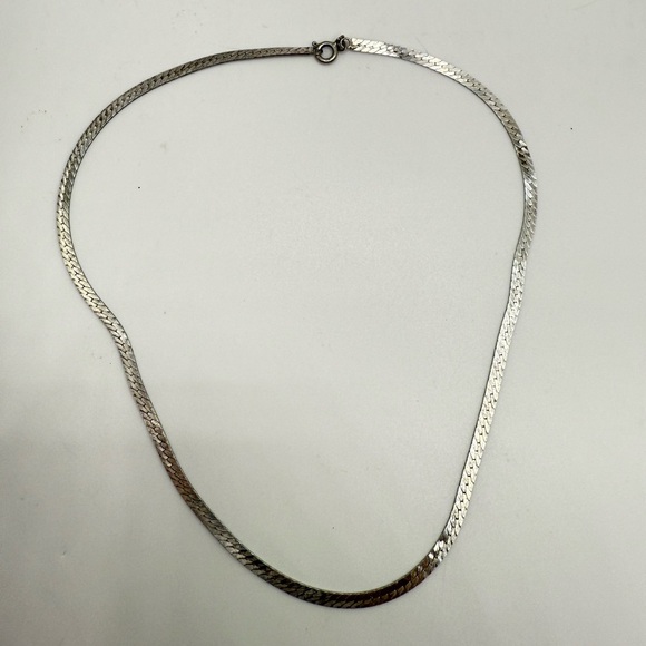 Vintage Sterling Silver 925 Herringbone Chain Necklace - Picture 3 of 4